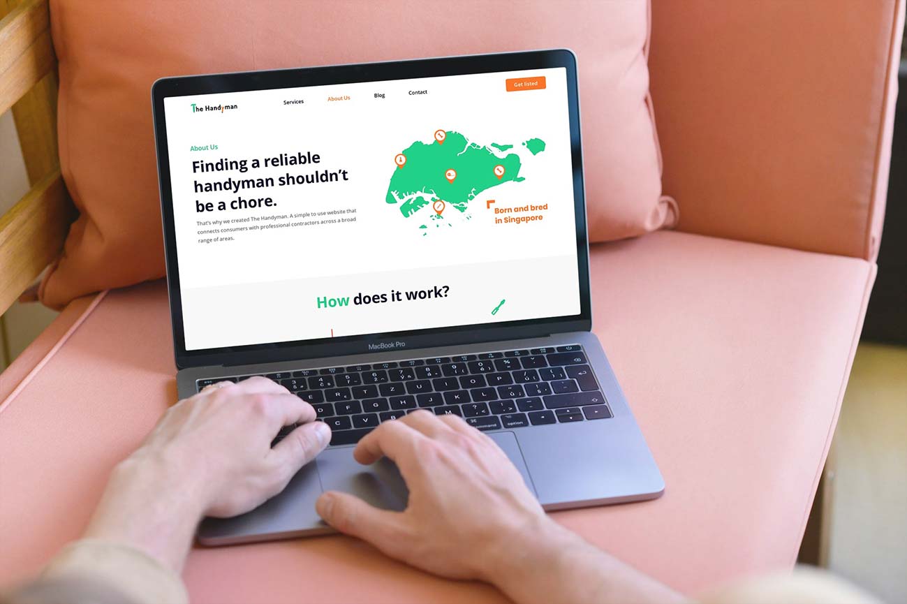 The Handyman Website on a Laptop