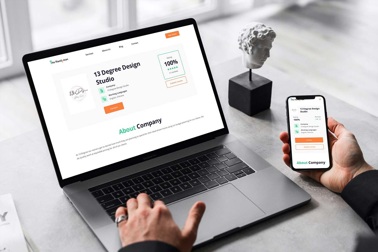 The Handyman Website on Multiple Devices